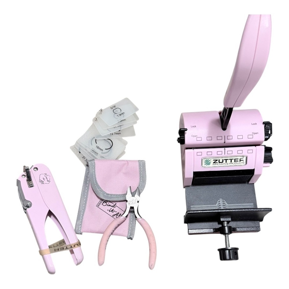 Zutter Bind-It-All V2.0 Pink Scrapbooking Tool Set w/ Carrying Case Accessories